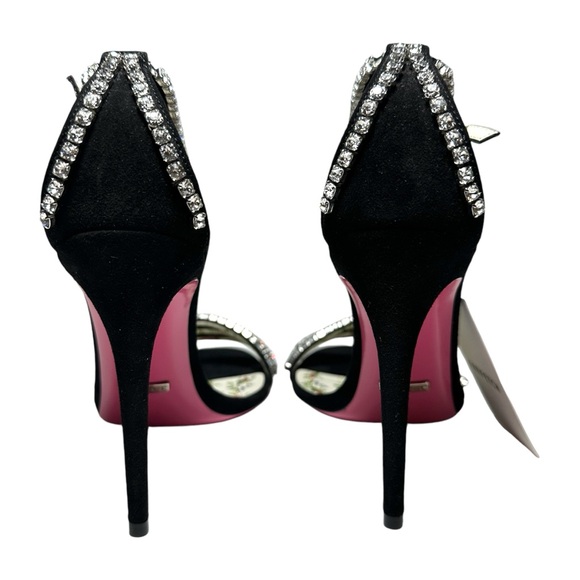 GUCCI Kid Scamosciato Crystal Ankle Strap High Heel Suede Sandals size 37.5 - Picture 10 of 16